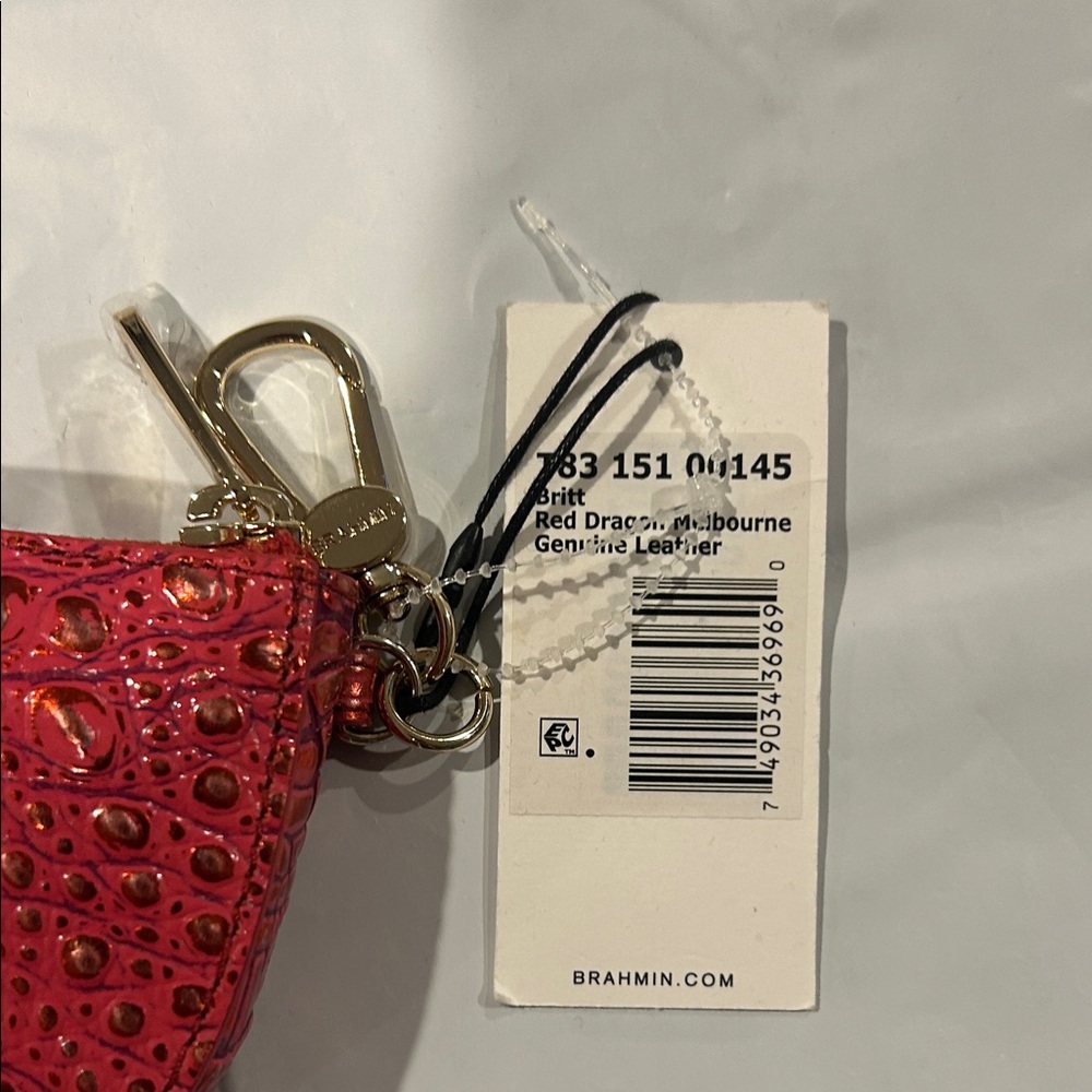 Brahmin Shiny Red Croc-Embossed Mini Coin Pouch with Gold Hardware NWT - Picture 8 of 10